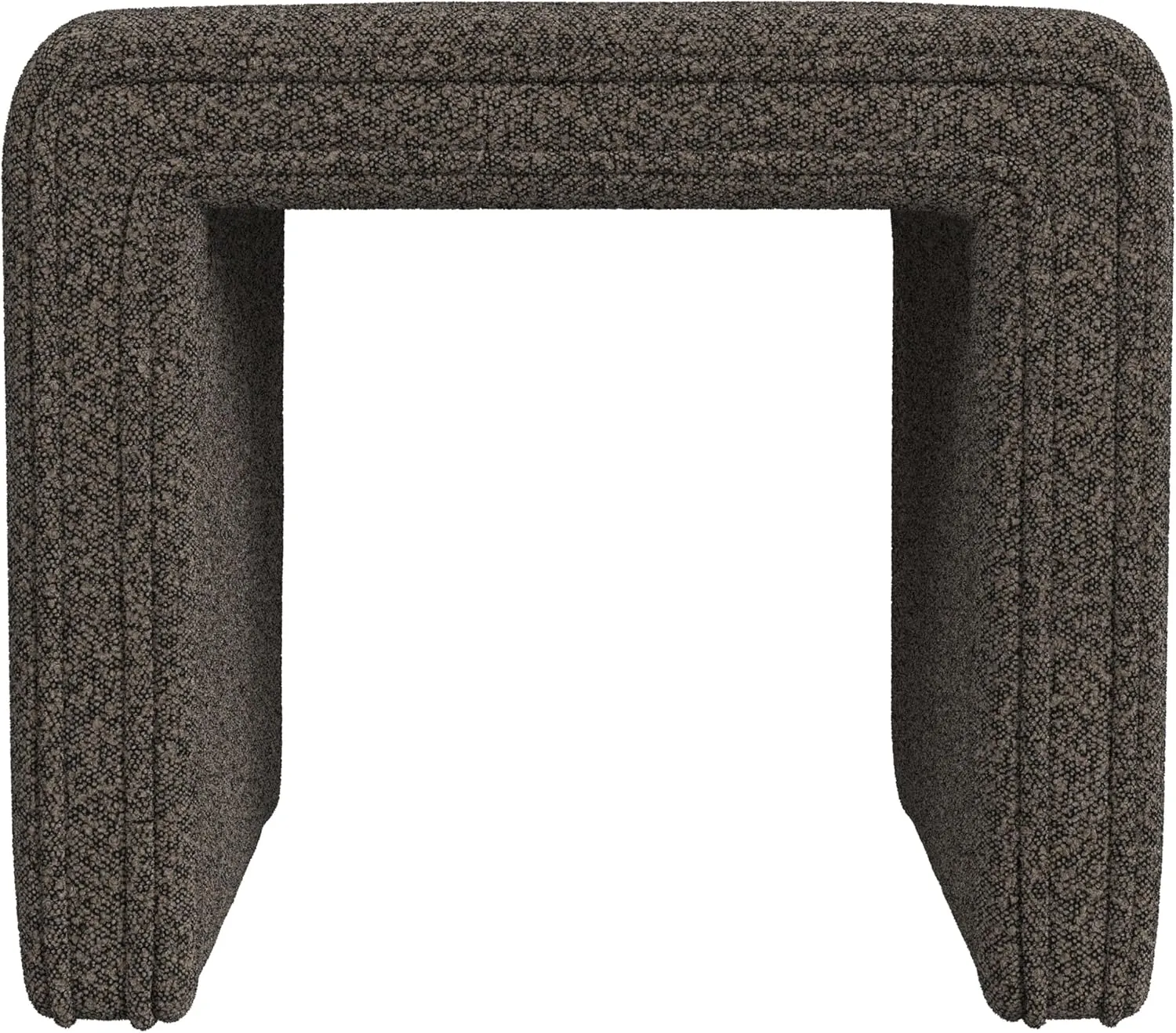 HomePop Modern Channel Tufted Ottoman Home Décor|Ottoman for Living Room & Bedroom - Dark Brown Boucle