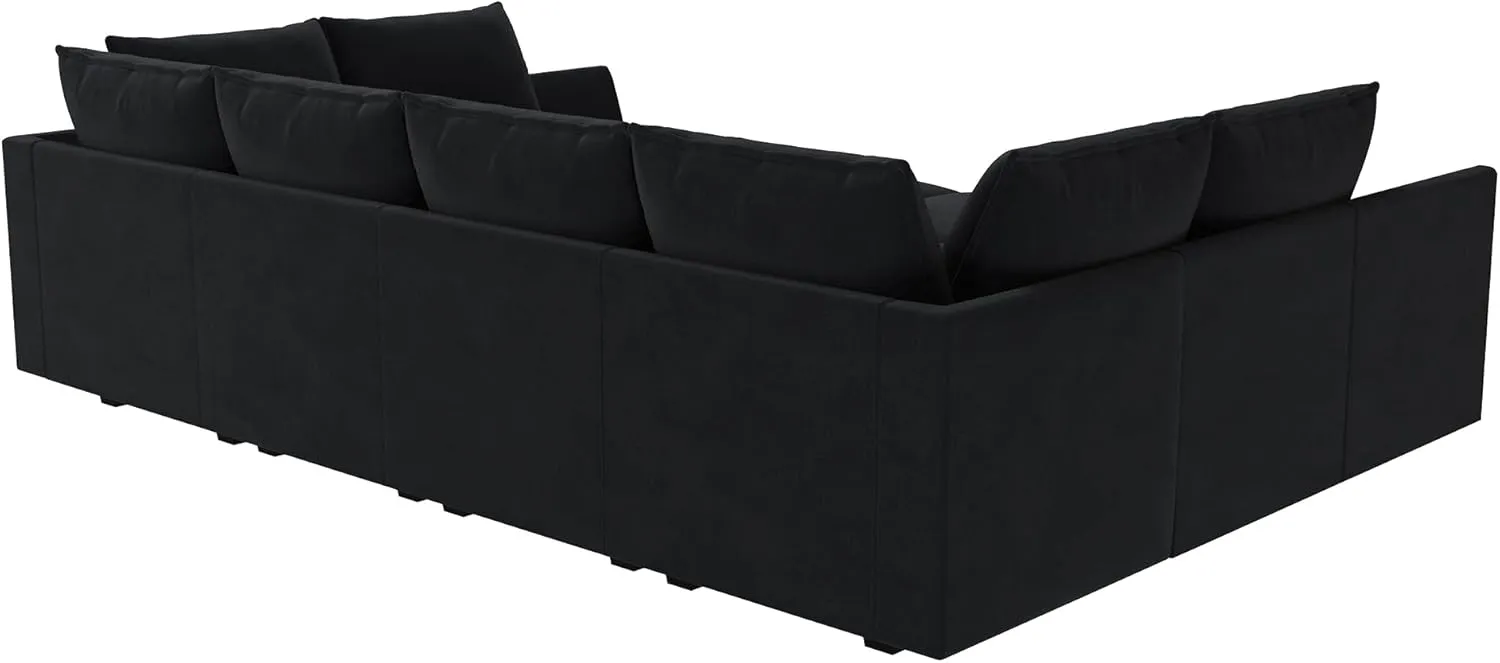 HONBAY Modular Sectional Sleeper Sofa Couch with Storage Seat Modular Convertible Sectional Couch Bed Module Sleeper Couch for Living Room,Black