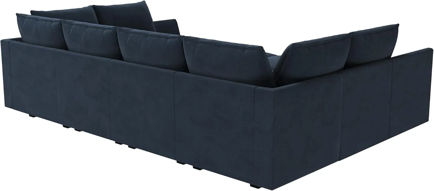 HONBAY Modular Sectional Sleeper Sofa Couch with Storage Seat Modular Convertible Sectional Couch Bed Module Sleeper Couches for Living Room,Dark Blue