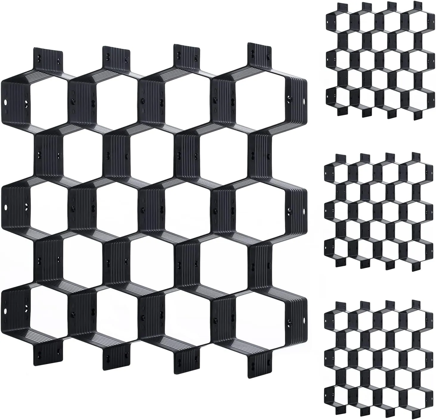 Honeycomb drawer organizer and divider, underwear, socks, tie sorter, office supplies and sundry sorting 32 pieces (Black)