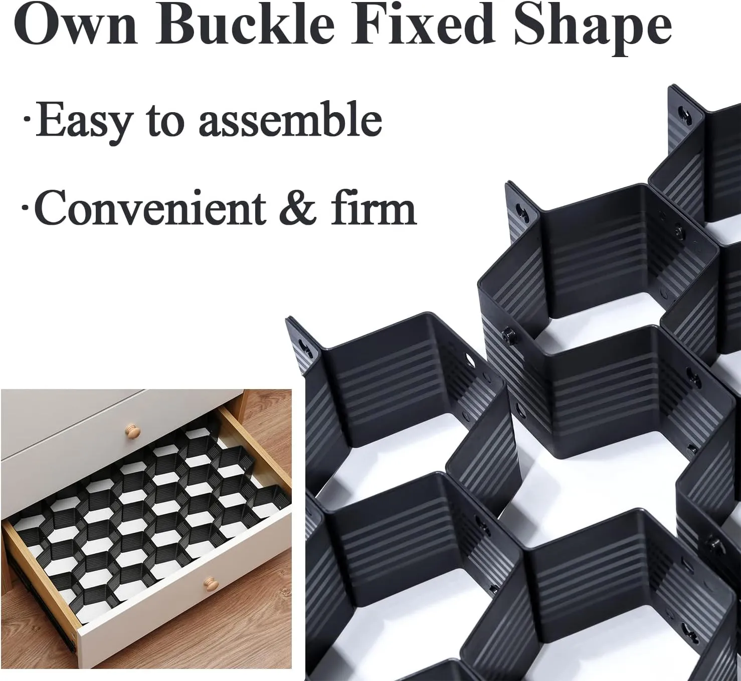 Honeycomb drawer organizer and divider, underwear, socks, tie sorter, office supplies and sundry sorting 32 pieces (Black)