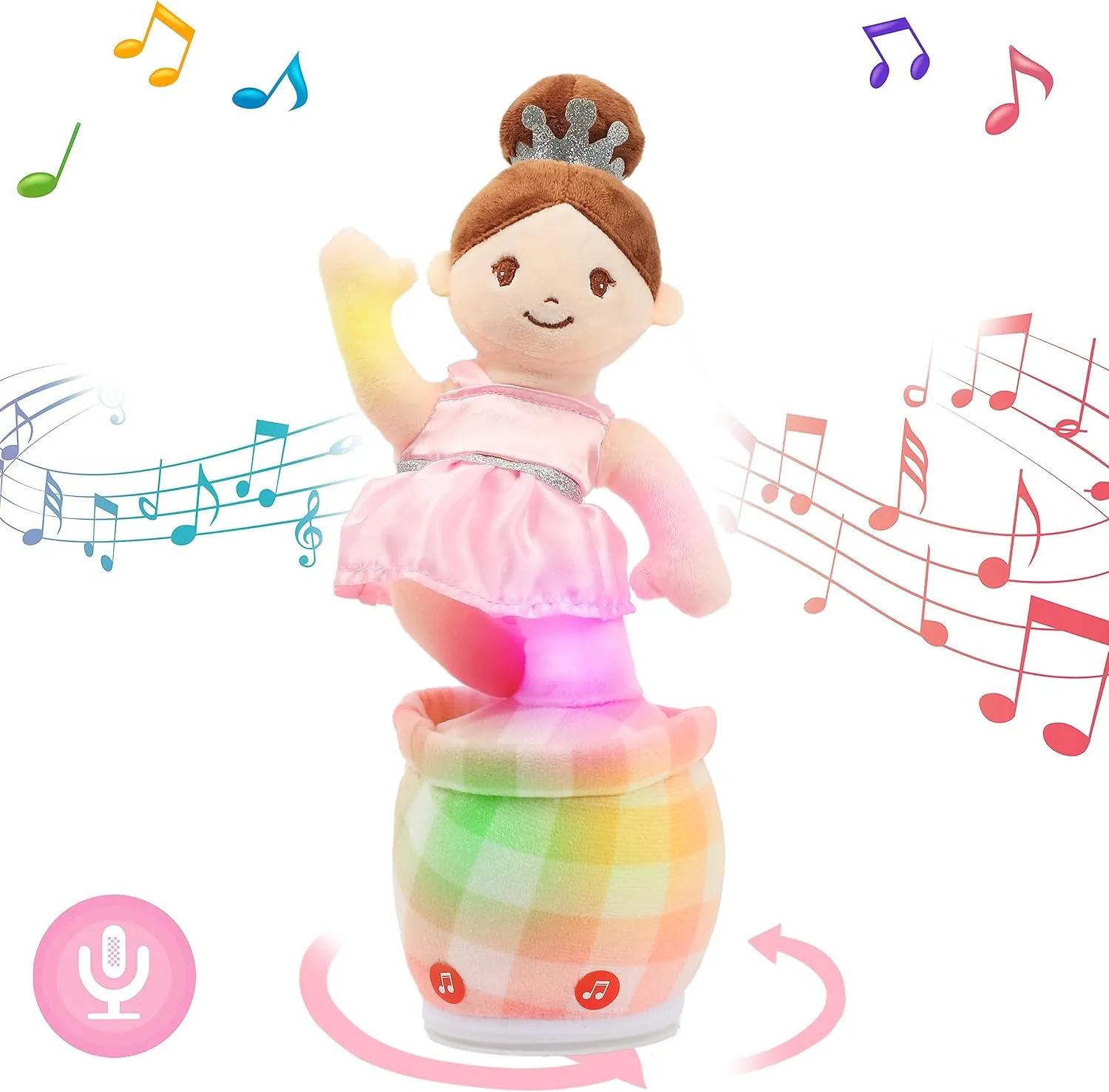 Hopearl Dancing Ballerina Girl Repeats What You Said Chasing Dancer Singing Mimicking Interactive Animated Toy Bump and Go Speaking Gifts for Toddlers, 13''