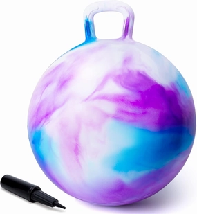 Hopper Ball, Hopping Toys for Kids, 20 inch Bouncy Ball with Handle for Boys Girls Aged 5-12, Inflatable Clouds Bounce Hopper Toy with Pump