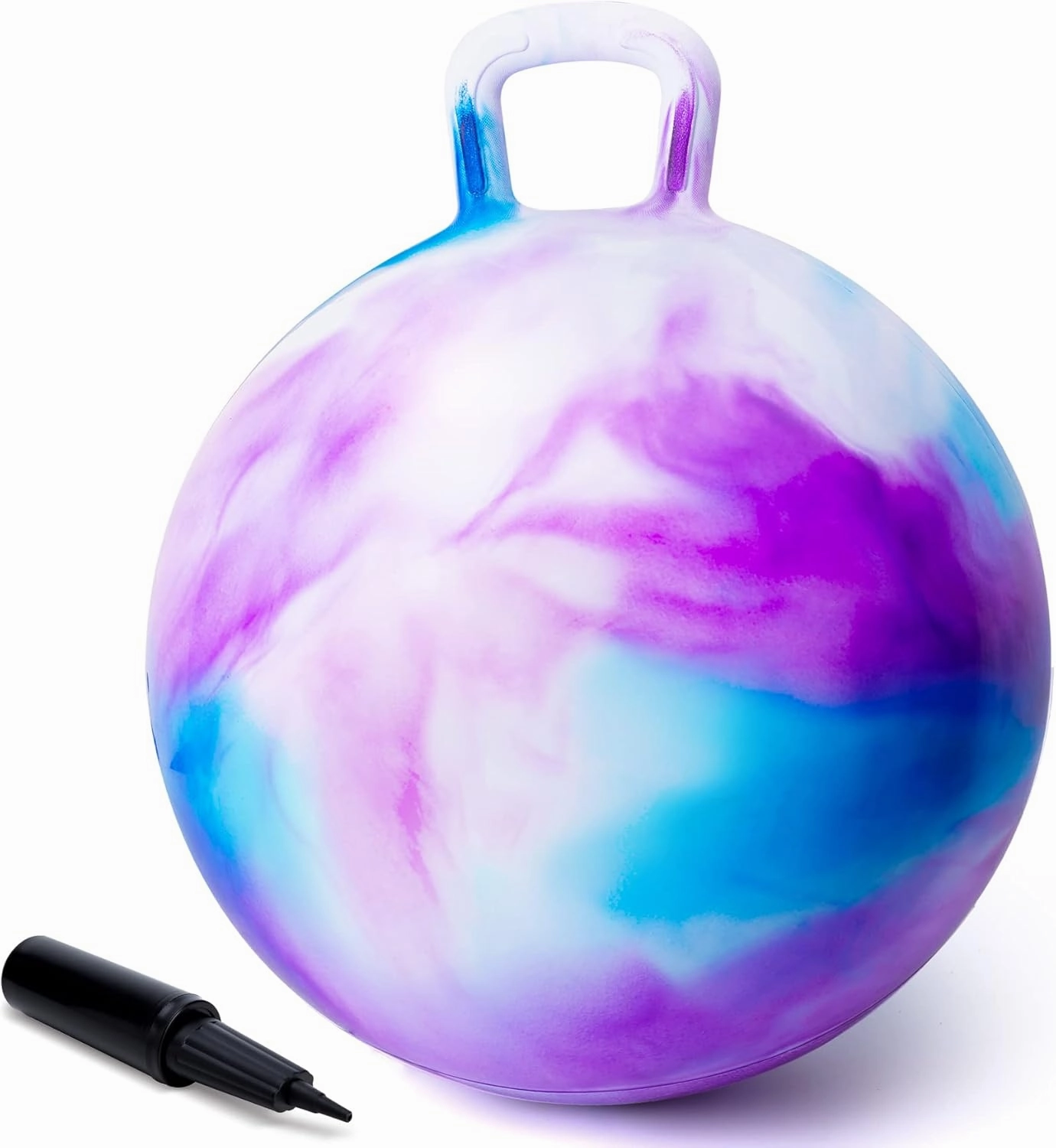 Hopper Ball, Hopping Toys for Kids, 20 inch Bouncy Ball with Handle for Boys Girls Aged 5-12, Inflatable Clouds Bounce Hopper Toy with Pump