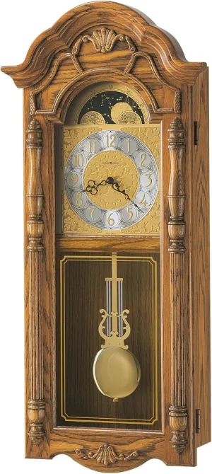 Howard Miller LaGrange Wall Clock II 549-444 – Golden Oak Home Decor with Brass Pendulum with Quartz Dual-Chime Movement
