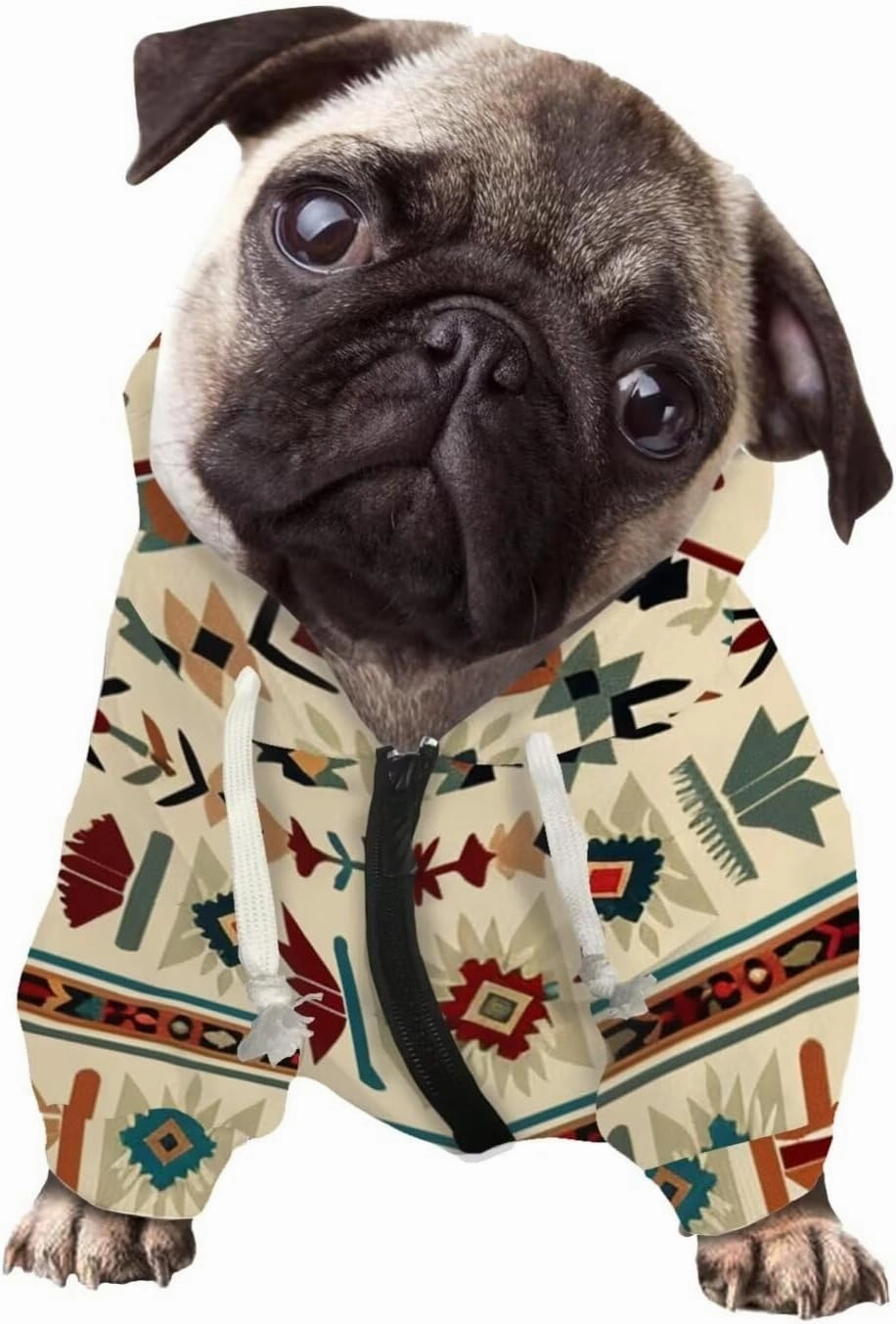 Howilath Aztec African Tribal Dog Hooded Clothes Puppy Sweatshirt with Hood Lightweight Warm Outfit Pets Puppy Shirts Tracksuits - M