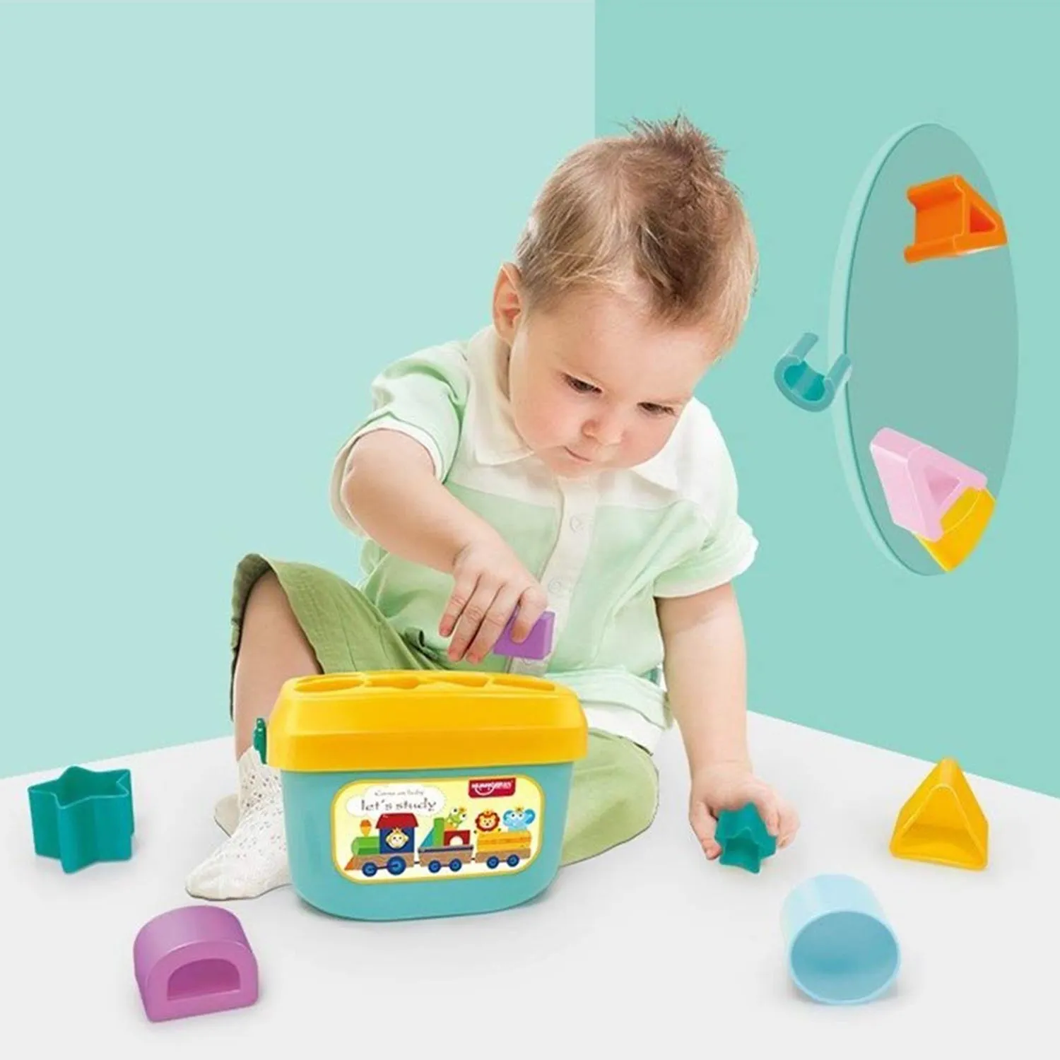 Huanger Baby’s First Blocks | Shape Sorter | Alphabets | 16 Blocks