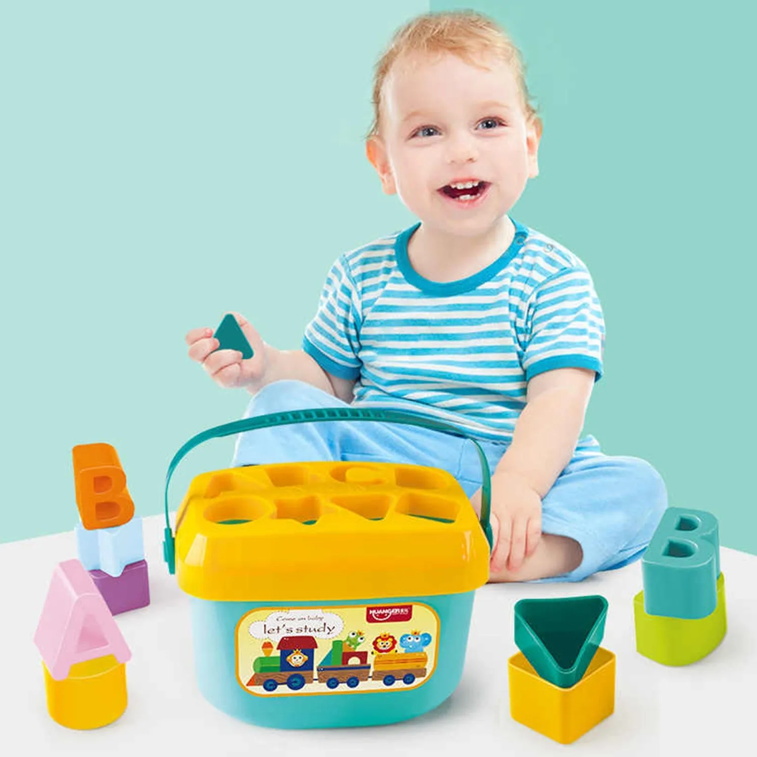 Huanger Baby’s First Blocks | Shape Sorter | Alphabets | 16 Blocks