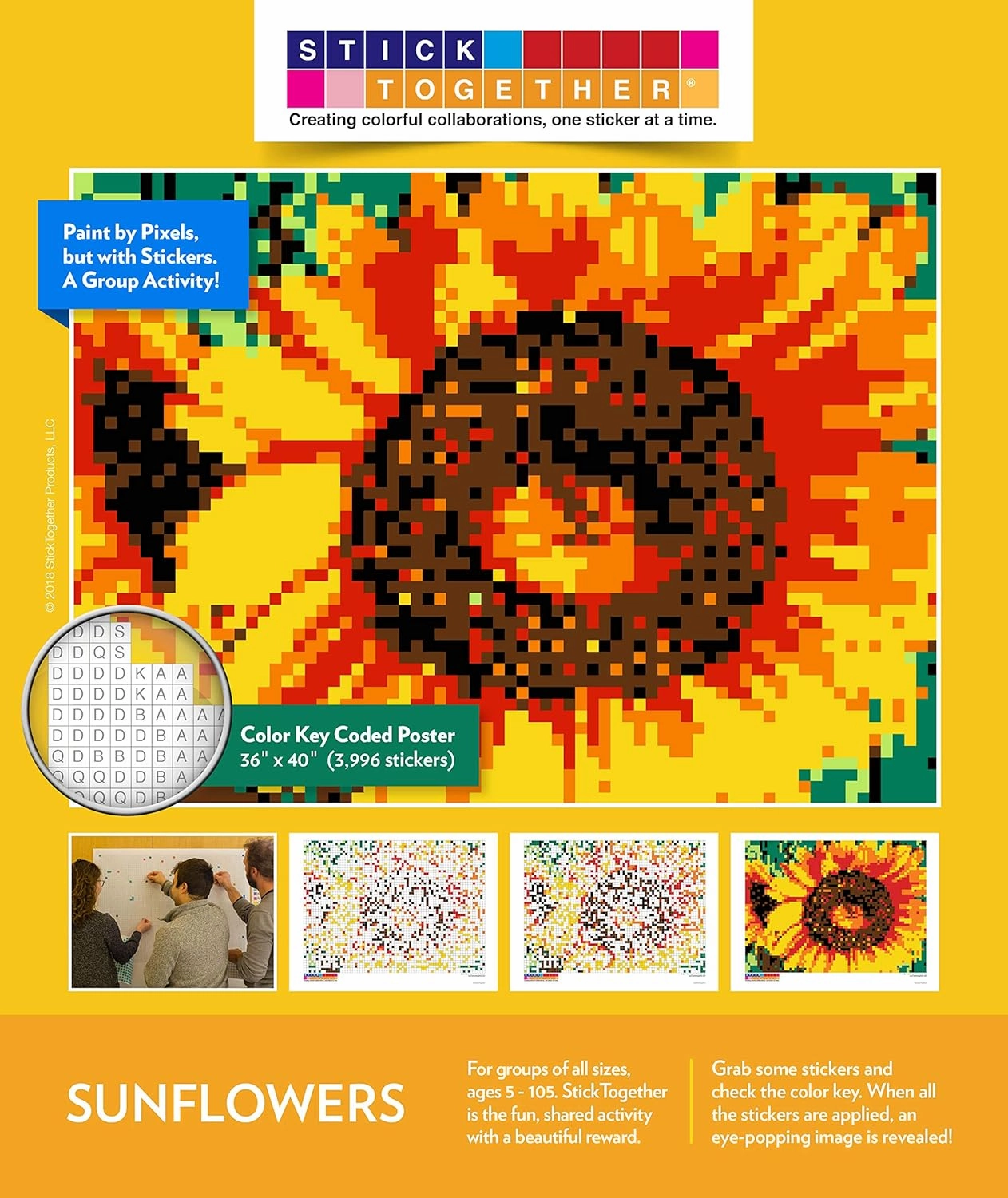 Huge Mosaic Puzzle Poster Kits | Group Project | No Mess Paint by Sticker | Stay at Home Activity | Classroom | One Sticker at a Time! | Large Butterfly | Learning Fun | 40” X 36” Giant Poster