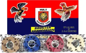 HULX 4 Pcs, Chickens Supplies Cloth Tape Spurs & Leg Protect Rooster Booster Protection Chicken Mitt Safety Poultry Hen Botas para GALLOS, Blue Red White Brown