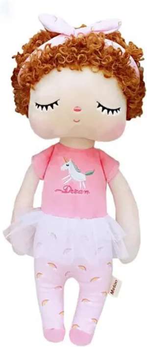 HYL World MeToo 13 .7Inch Plush Doll Angela Curly Hair Fashion Girl Plush Toy Appease Doll Gift,Pink