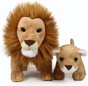Ice King Bear Lion Father and Baby Stuffed Animals Lifelike Plush Toy 12 Inches Length