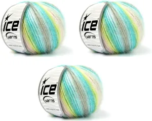 Ice Yarn Lukche Picasso (3 Pack) Light Shinny Yarn Knitting Yarn Crochet Yarn for DIY Hand Knitting 44% Acrylic, 56% Polyester (3x1.76 Oz),(3x125 yds) (Yellow, Baby Pink, Turquaise Shades)