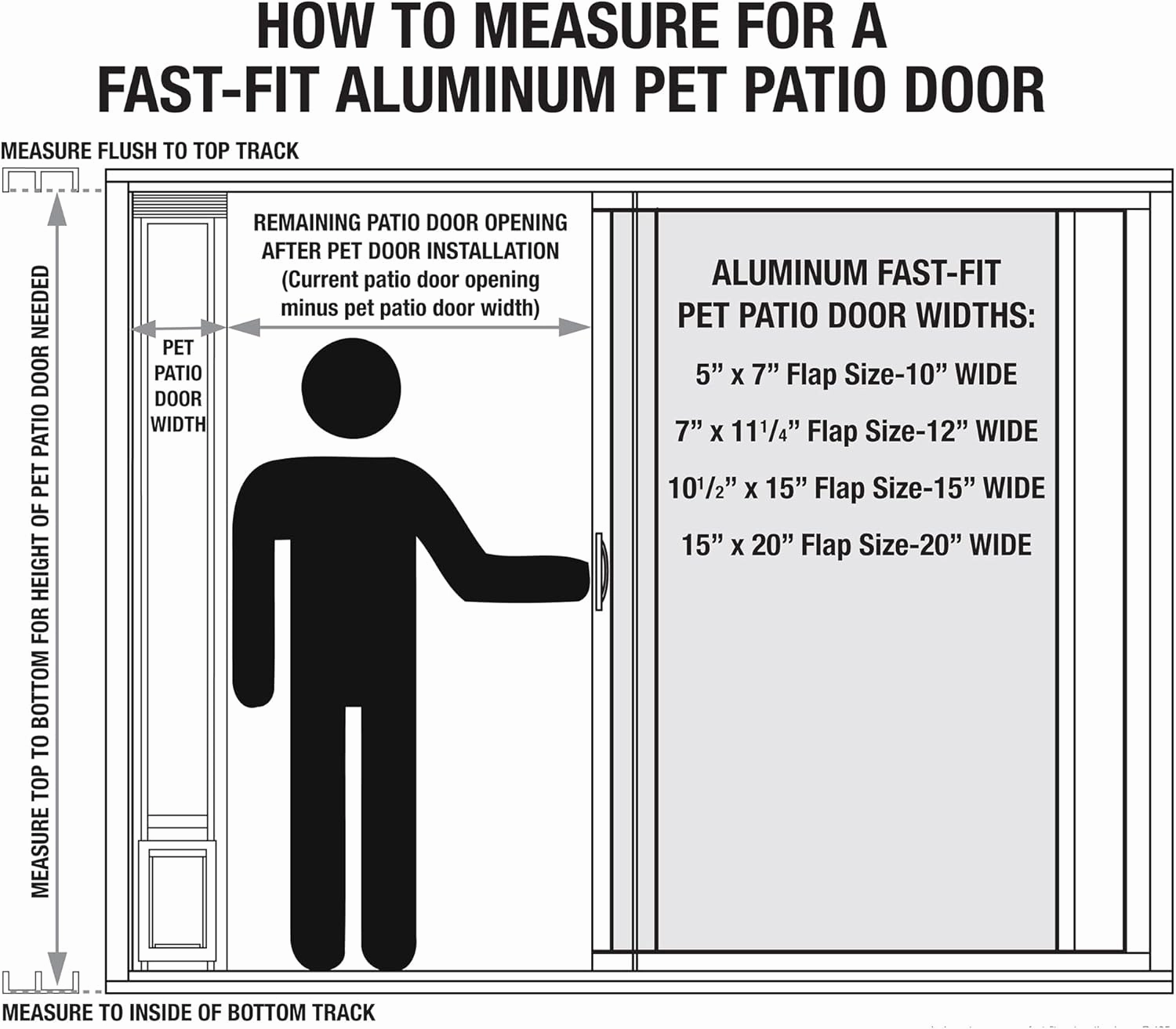 Ideal Pet Products Aluminum Pet Patio Door, Adjustable Height 77-5/8" to 80-3/8", 10-1/2" x 15" Flap Size, White