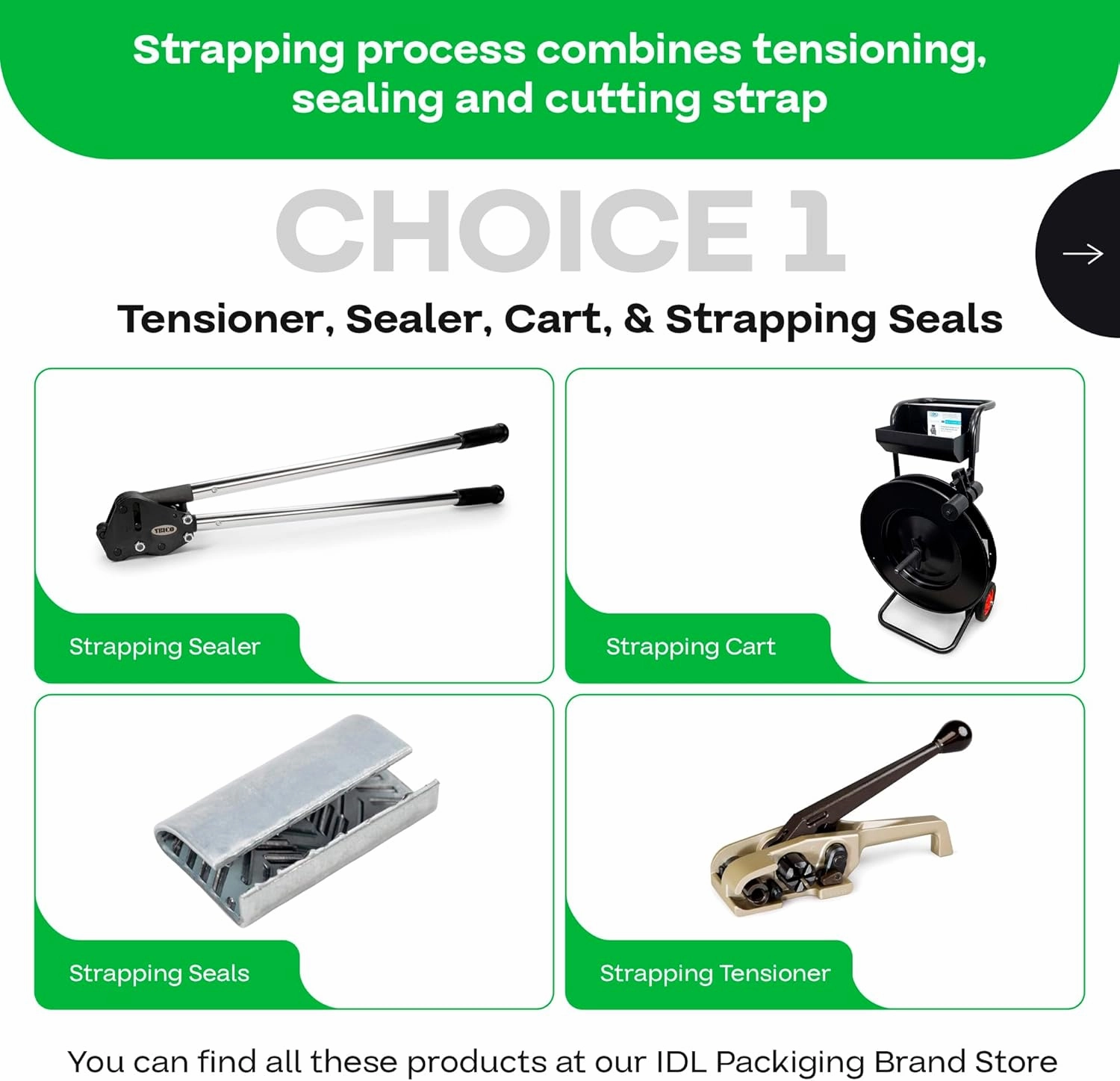IDL Packaging 1/2" x .028" x 200' Mini Polyester (PET) Strapping Coil, 760 lbs Breaking Strength, Black - UV, Water and Rust Resistance - Flexible and Strong Packaging Banding