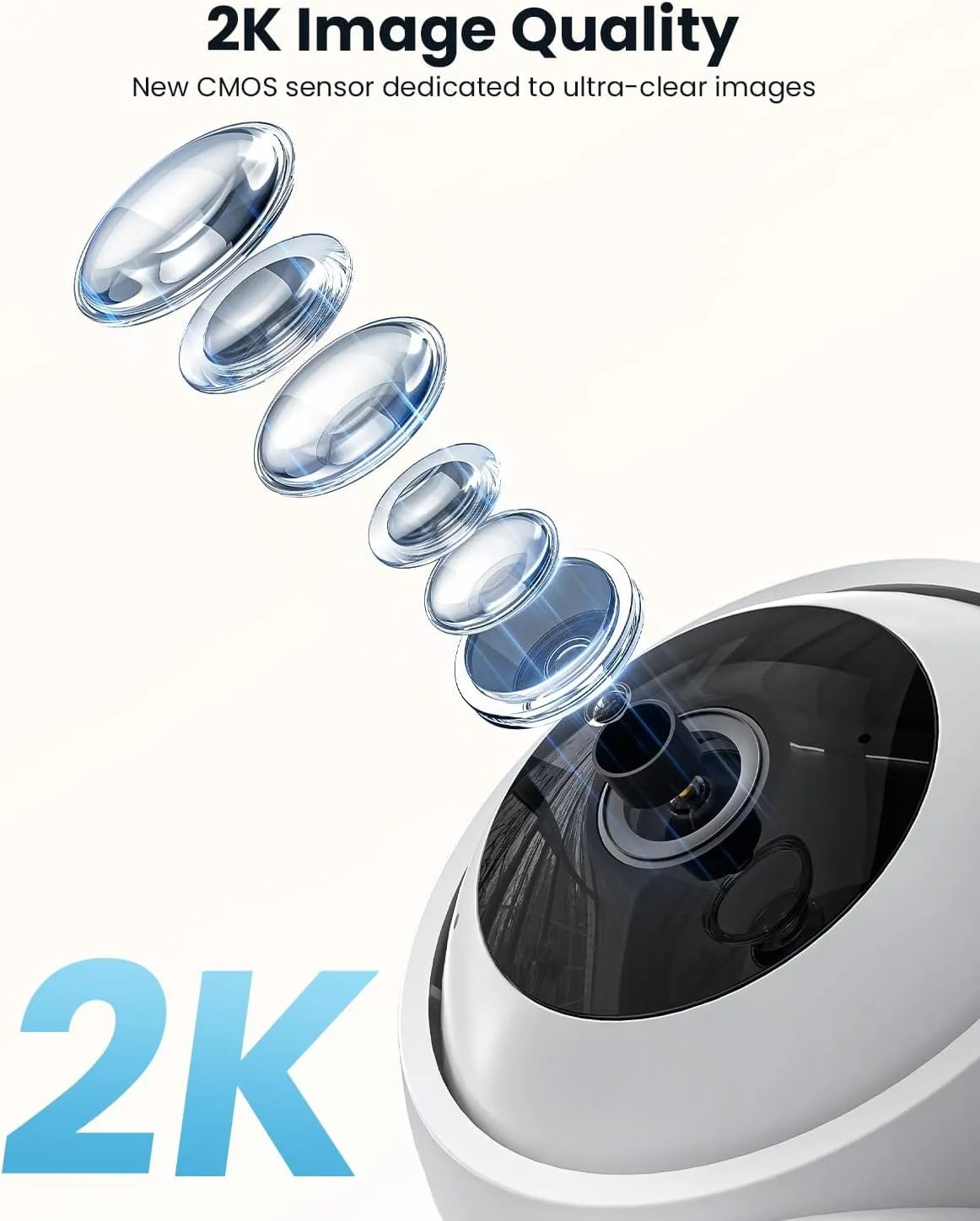 ieGeek 2K Indoor Home Security Cameras，360° Pet Camera with Auto Tracking, Motion & Sound Detection，3MP Night Vision, 2.4G/5G WiFi Dog Camera with Phone App, Cloud & Memory Storage, Works with Alexa