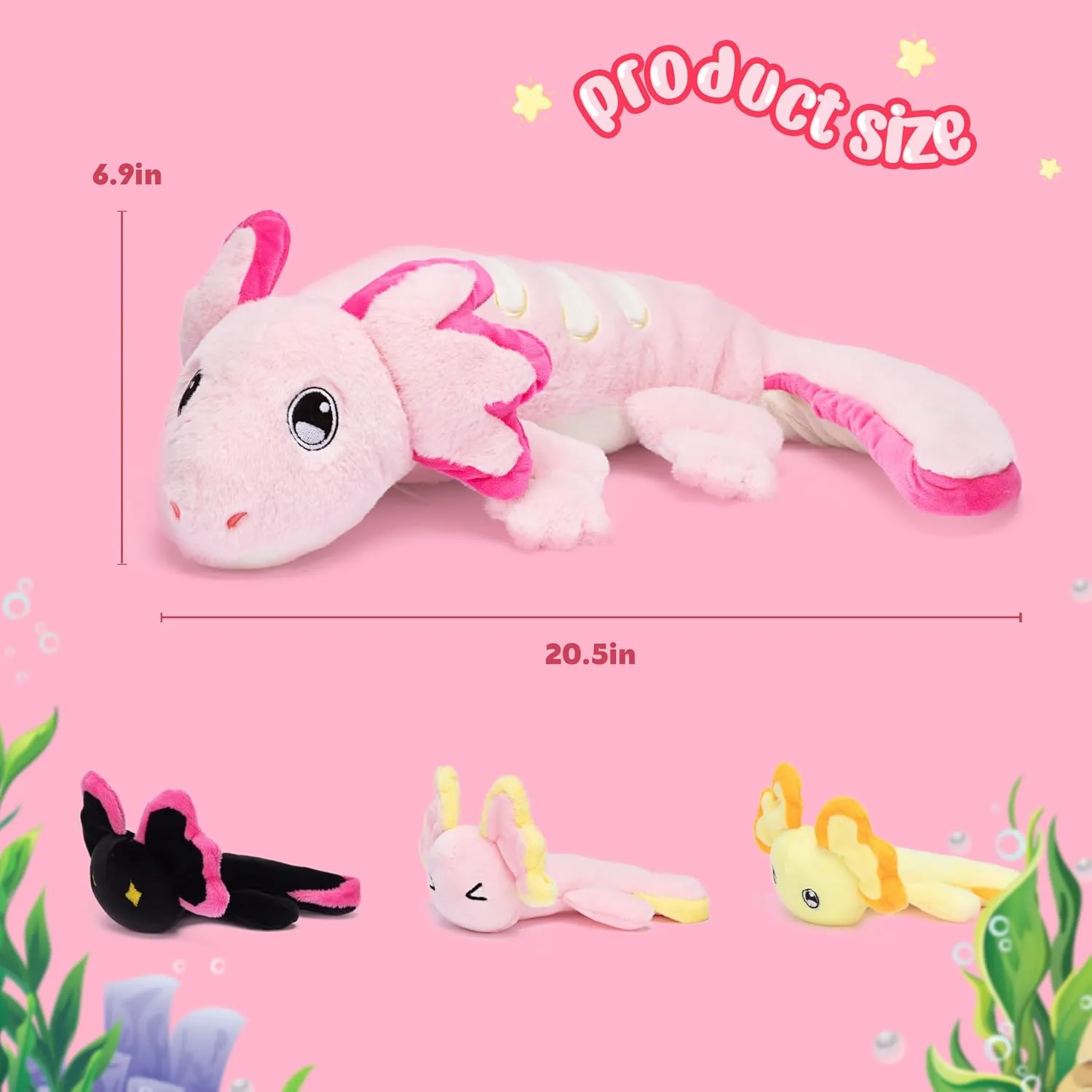 IKASA Mommy Axolotl Stuffed Animal Mom and Baby Plush Toy, Cute 20.5" Soft Small Mama Family Set Cuddly Toys with Little Mini Babies,Gifts for Kids