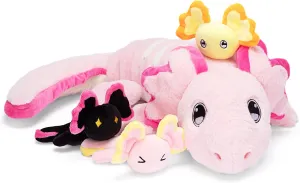 IKASA Mommy Axolotl Stuffed Animal Mom and Baby Plush Toy, Cute 20.5" Soft Small Mama Family Set Cuddly Toys with Little Mini Babies,Gifts for Kids