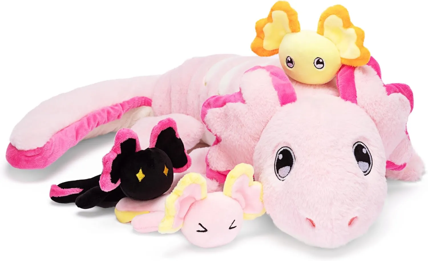 IKASA Mommy Axolotl Stuffed Animal Mom and Baby Plush Toy, Cute 20.5" Soft Small Mama Family Set Cuddly Toys with Little Mini Babies,Gifts for Kids