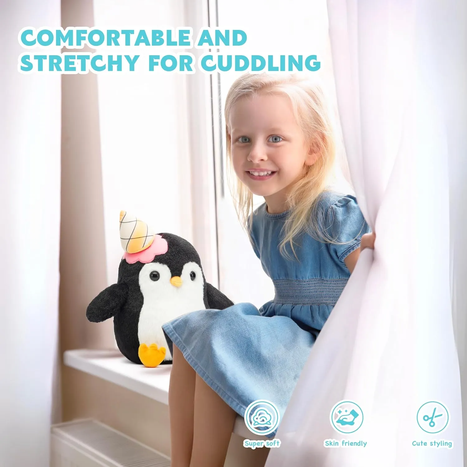 IKASA Penguin Stuffed Animals Plush Toys,11.5" Cute Plushie Soft Cuddly Plushy Fluffy Toy, Gifts for Family Children Kids Girlfriends Boys