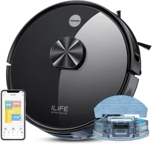 ILIFE A20 Robot Vacuum and Mop Combo, LiDAR Navigation, 3000Pa Suction Robotic Vacuum Cleaner, Smart Mapping, App/Alexa Control, for Pet Hair, Hard Floor, Carpet, 2.4GHz WiFi Only