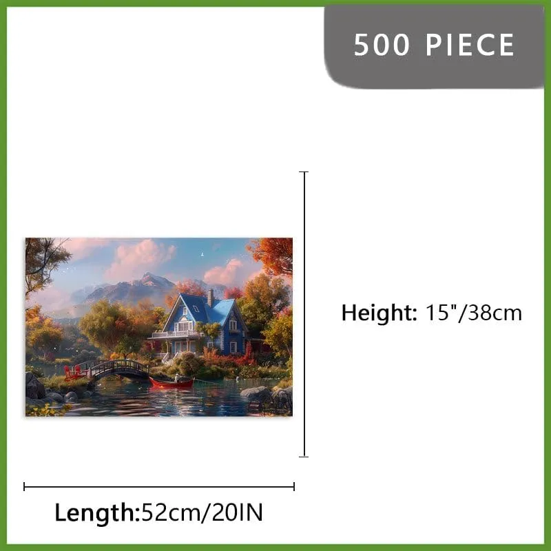 Imahoocool- 500-Piece Fishing Retreat Wooden Puzzle Game –Travel-Friendly Puzzle, Portable Family Fun Game for Road Trips & Relaxation, Party Game for Friends & Couples