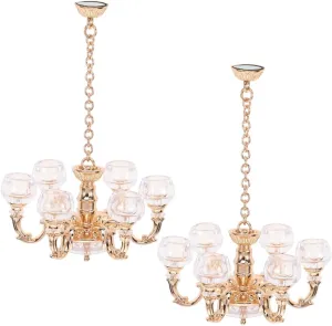 IMIKEYA 2pcs Miniature Ceiling Lamp 1/12 Scale Miniature Lights for Dollhouse Decorative Mini Chandelier Safe Material