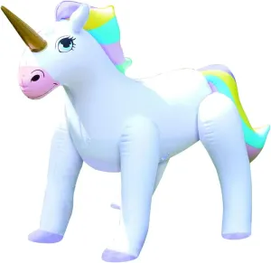 Inflatable Unicorn Sprinkler - Fun Outdoor Water Toy for Kids Attaches to Garden Hose, 33 1/2" High