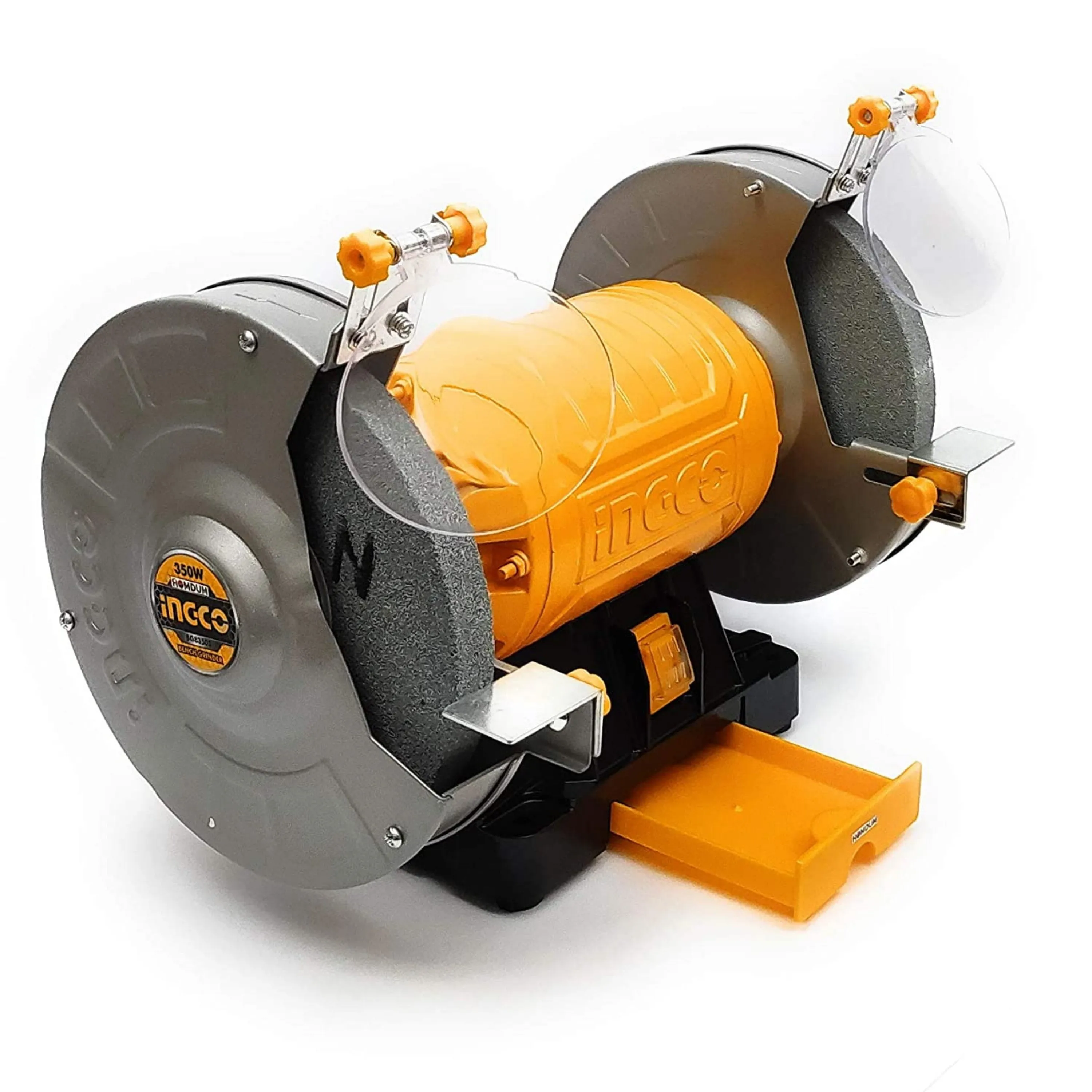 Ingco 350 Watt Heavy Duty Bench Grinder Machine with Eye Shield and Tool Storage Box.