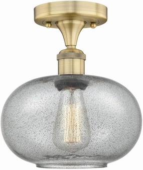 Innovations Lighting Gorham - 1 Light Semi-Flush Mount in Industrial Style-10.75 Inches Tall and 9.5 Inches Wide-Brushed Brass Finish-Charcoa