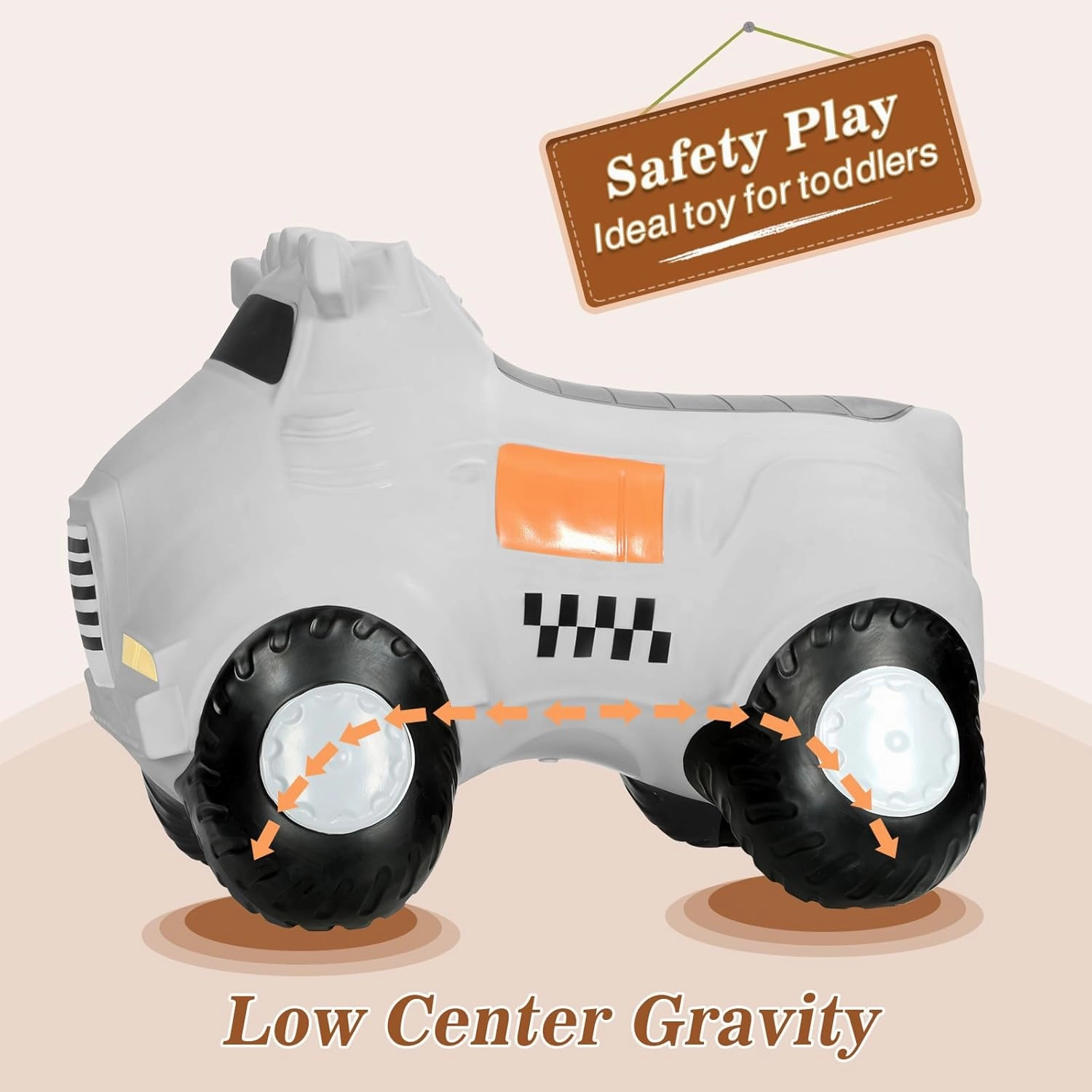INPANY Kids Car Bouncy Hopper Toys, Toddlers Ride on Car, Inflatable Hopping Toys, Bouncing Buddies, Rubber Bouncer, Outdoor Indoor Birthday Gifts Toy for 2 3 4 Yr Girl Boy