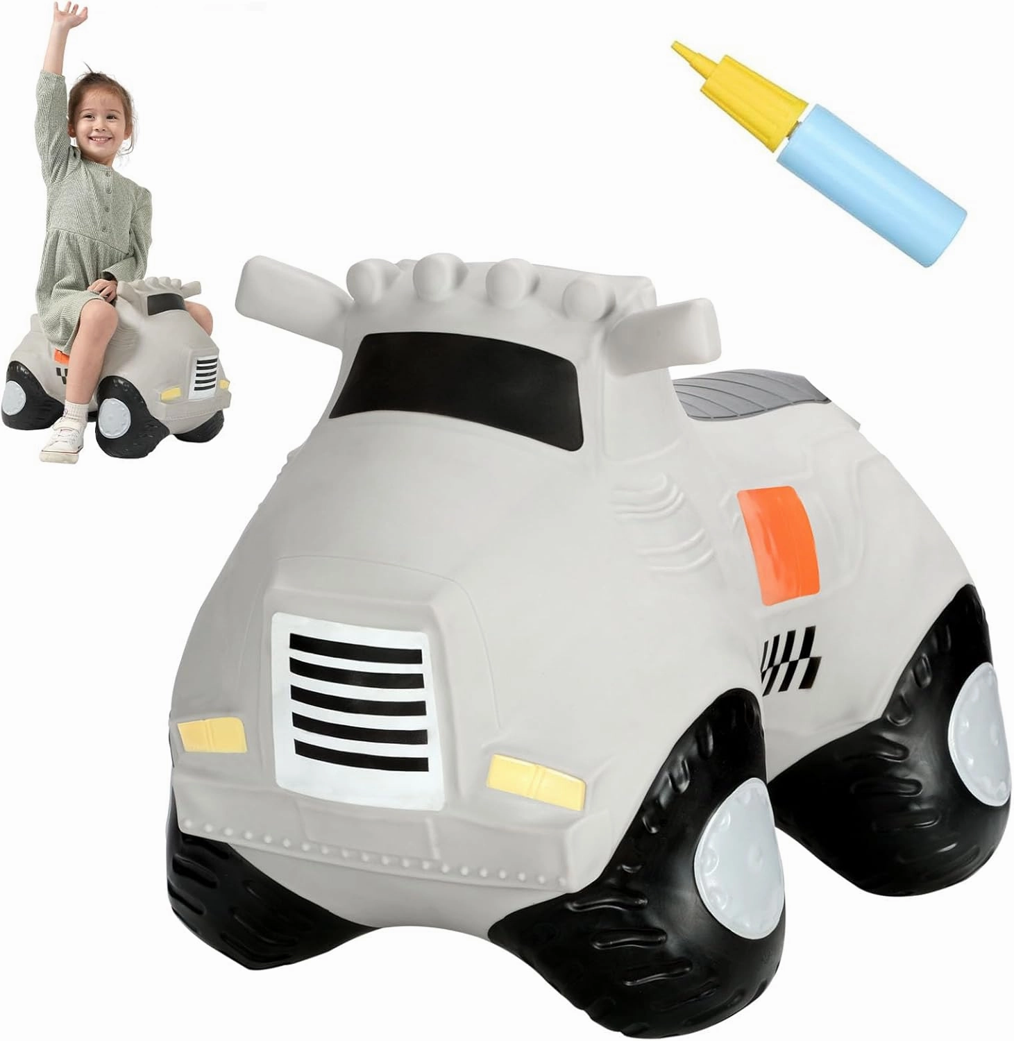 INPANY Kids Car Bouncy Hopper Toys, Toddlers Ride on Car, Inflatable Hopping Toys, Bouncing Buddies, Rubber Bouncer, Outdoor Indoor Birthday Gifts Toy for 2 3 4 Yr Girl Boy