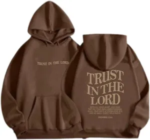 Inspirational Blouse Trust In The Lord Blouse Top for Women Jesus Is King Christ Christian Graphic Hoodies Pocket