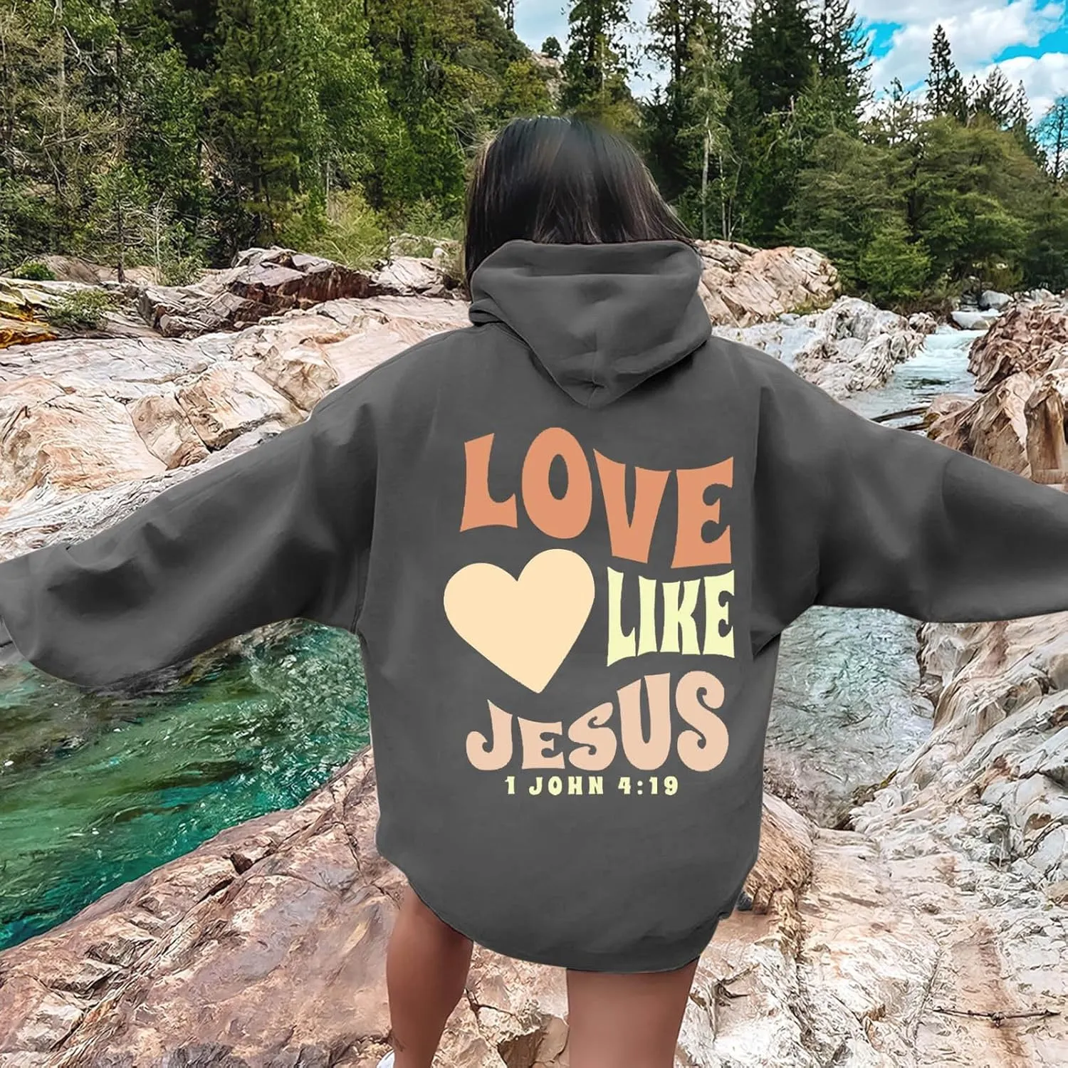 Inspirational for Women Jesus Sweatshirts Comfort Sweatshirt Christian Hoodies Pull Over Love Like Jesus Bible Verse