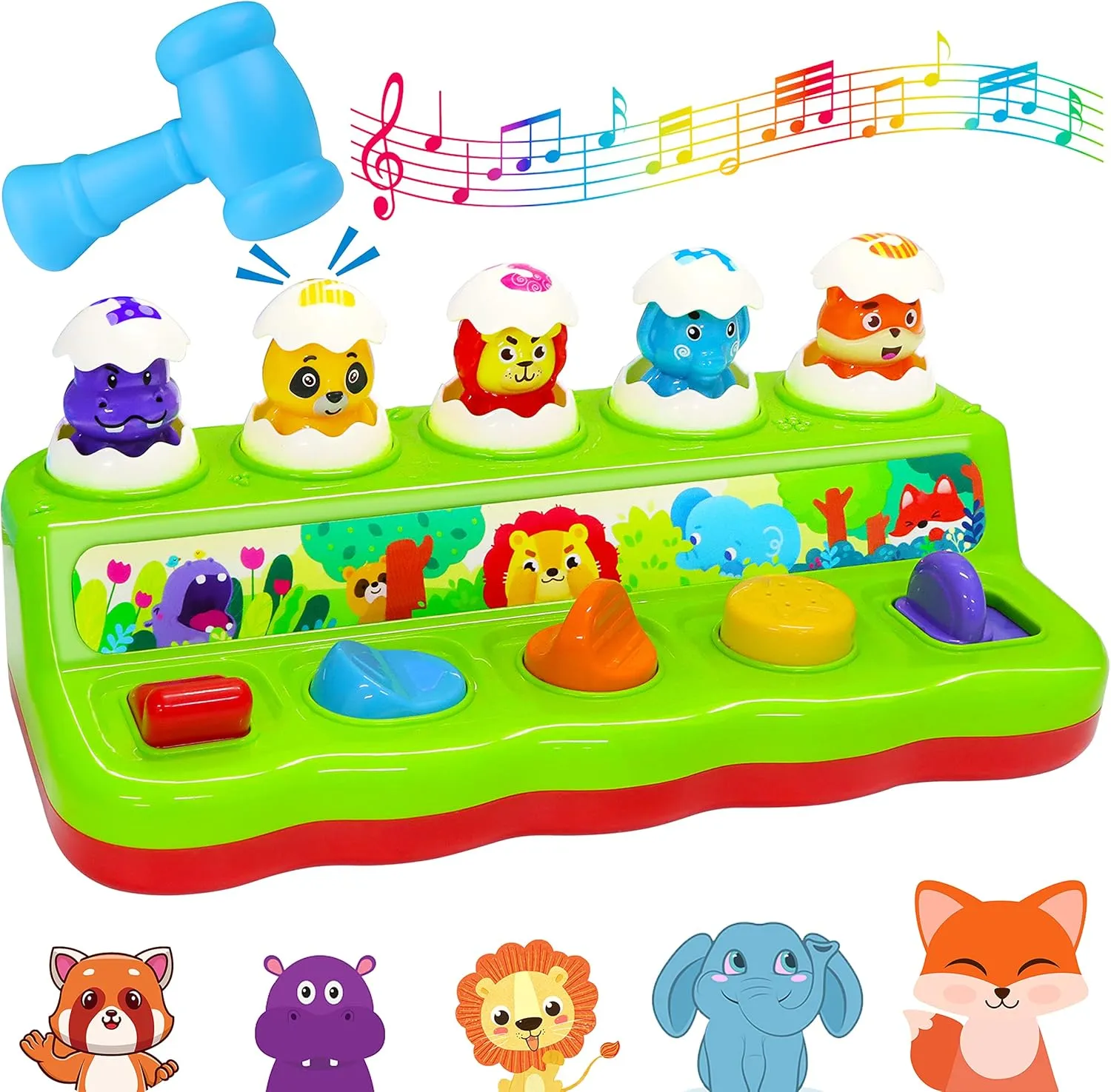 Interactive Pop Up Animals with Music, Light & Animal Sounds - Cause & Effect Toys for Boys & Girls Aged 1-2 Years