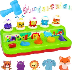 Interactive Pop Up Animals with Music, Light & Animal Sounds - Cause & Effect Toys for Boys & Girls Aged 1-2 Years