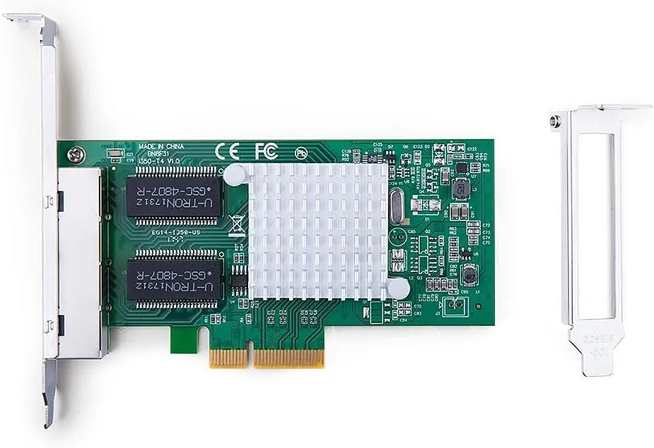 ipolex Intel I350-T4 Network Card, 4 Port NIC, Low Profile, Gigabit Ethernet Network Adapter Card with Intel I350-AM4 Controller, fit Windows/XP/Linux/VMware ESX/ESXi*, Quad RJ45 Ports, PCI-E 2.1 X4