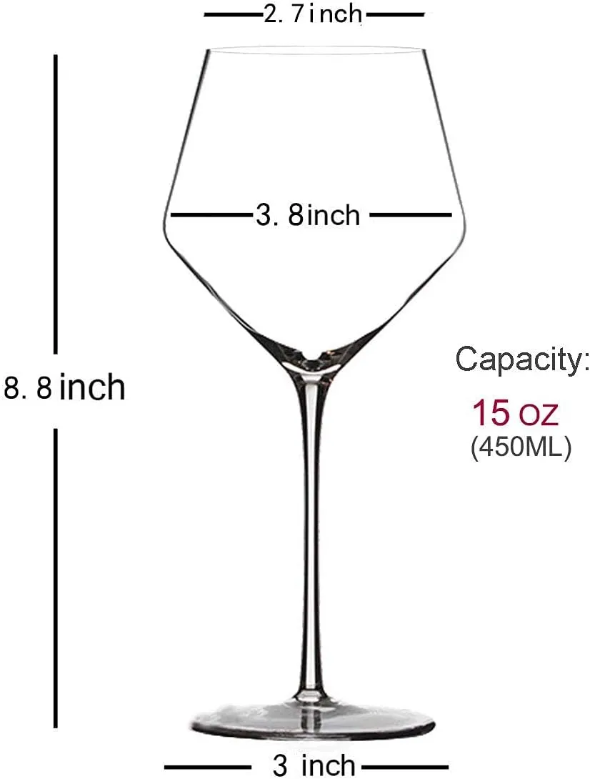 Iridescent Wine Glasses, colorful, Lead-Free Crystal, white and red, Hand Blown, Thin Rim, Lipless, Long Stem, 15-Ounces, Set of 4