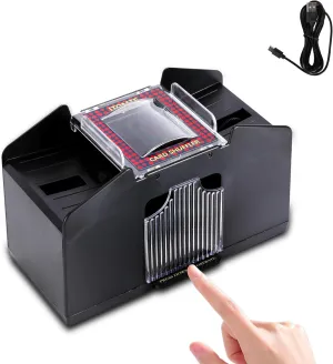 ITOME Automatic Card Shuffler, 2/4/6 Decks Electric Heavy Duty Card Shuffler for Cards Rechargeable and Battery Operated Perfect for Poker, UNO and Card Games