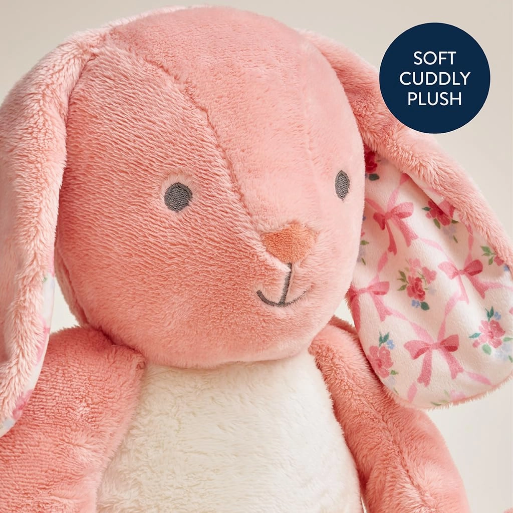 Itzy Ritzy Baby Plush Toy – Soft Stuffed Animal for Babies & Kids – Sensory Ribbons & Textured Fabrics for Tactile Play – Cozy & Cuddly Companion for Newborns & Up (Pink Bunny)