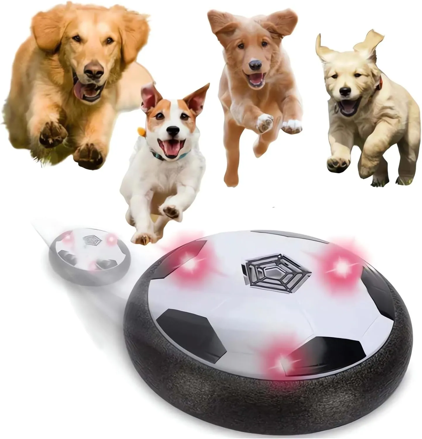 Ivieicip Active Gliding Disc - 2023 New Light up Indoor Soccer Ball Games Rolling for Dogs, Interactive Automatic Self Moving Dog Toys, Flying Saucer Aggressive Chewers (Silent)