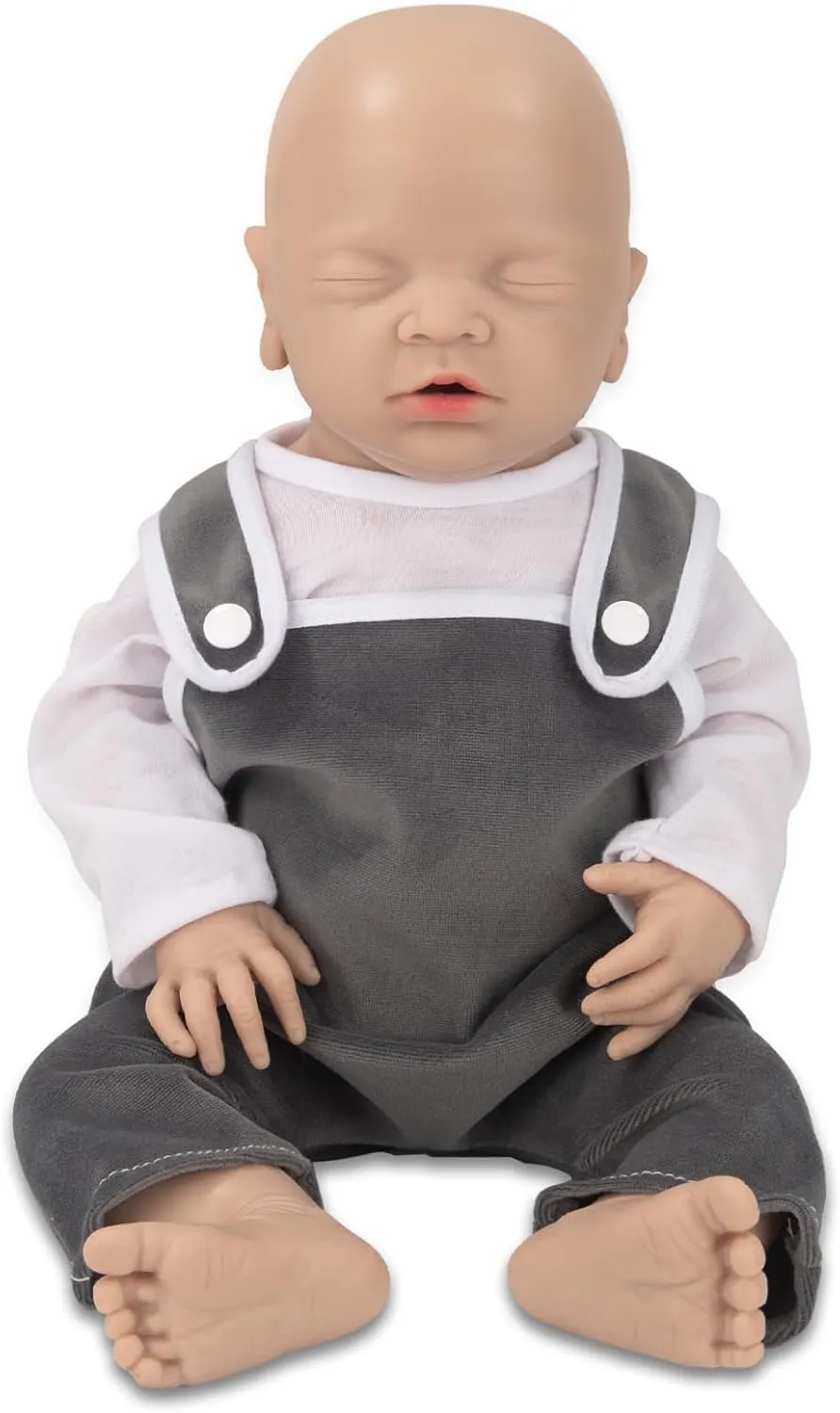 IVITA 16 inch Eye Closed Lifelike Platinum Silicone Baby Doll Boy Realistic Babies Toy for 3  Years Old Festival Present Collectible Doll
