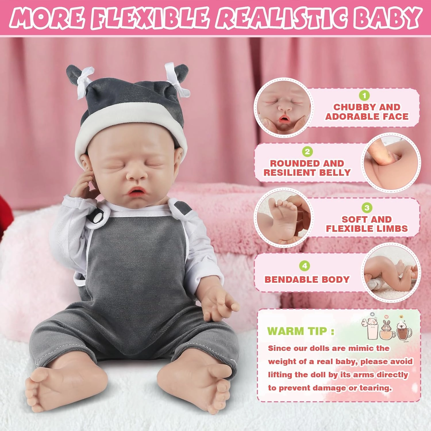 IVITA 12 inch Eye Closed Reborn Silicone Baby Doll Boy Lifelike Newborn Babies Gift for Kids Festival Present Collectible Toys