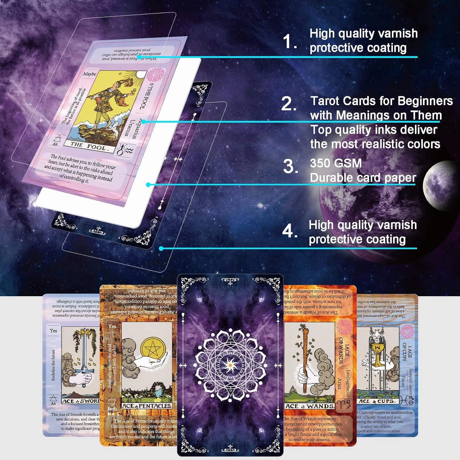 IXIGER Tarot Cards Set with Guide Book, Tarot Deck for Beginners, Learning Fortune Telling Game with Velvet Bag