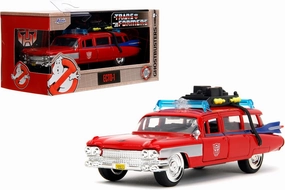 Jada Hollywood Rides Transformers x Ghostbusters Ecto-1 G1 Mashup - Die-cast Car with Opening Doors, 1:32 Scale, Ages 8  (40th Anniversary Edition)