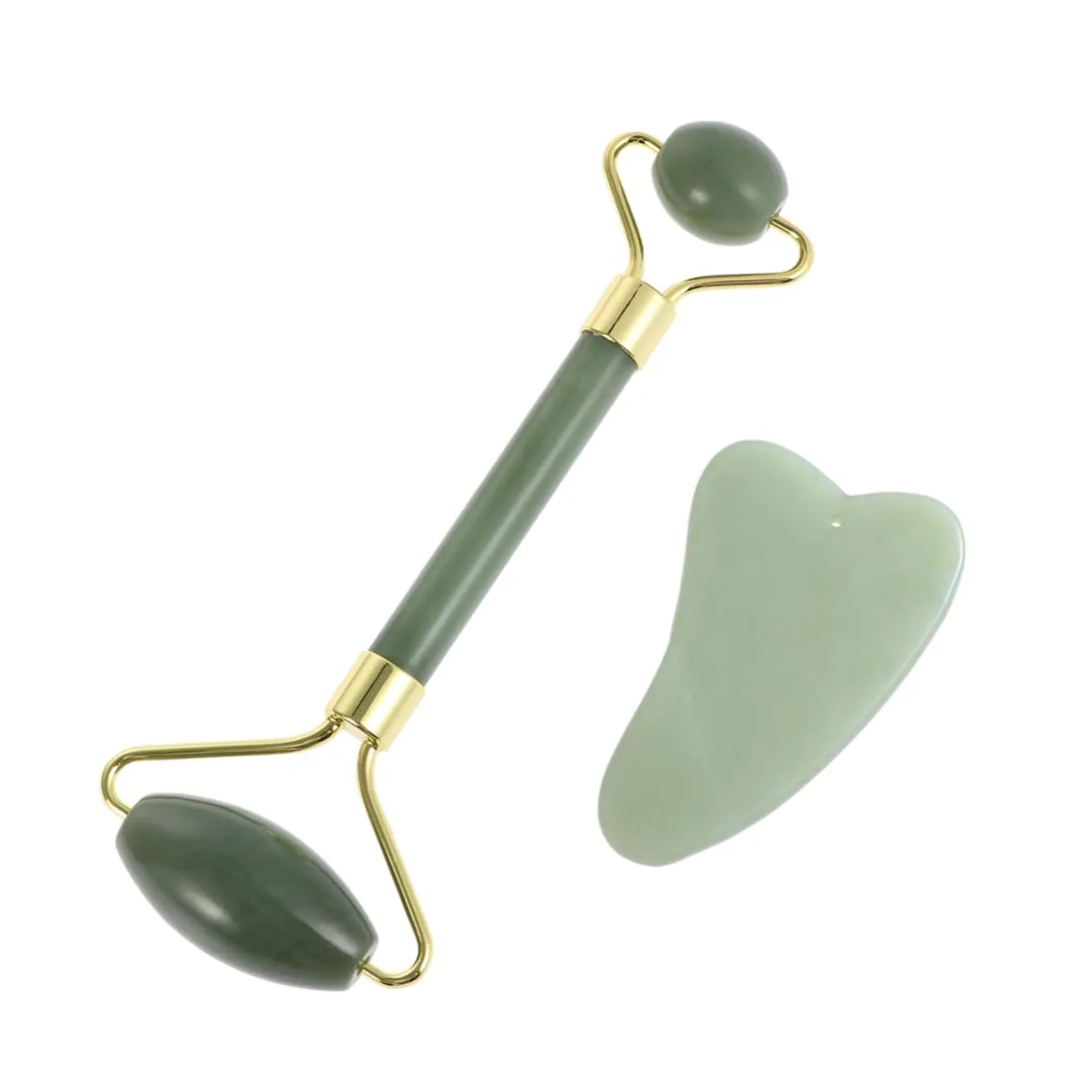 Jade Facial Massage Tool Set Natural Jade Scraping Plate Roller for Skin Care Manual for Daily Relief from Aches Headaches and Muscle Tension for Home Use