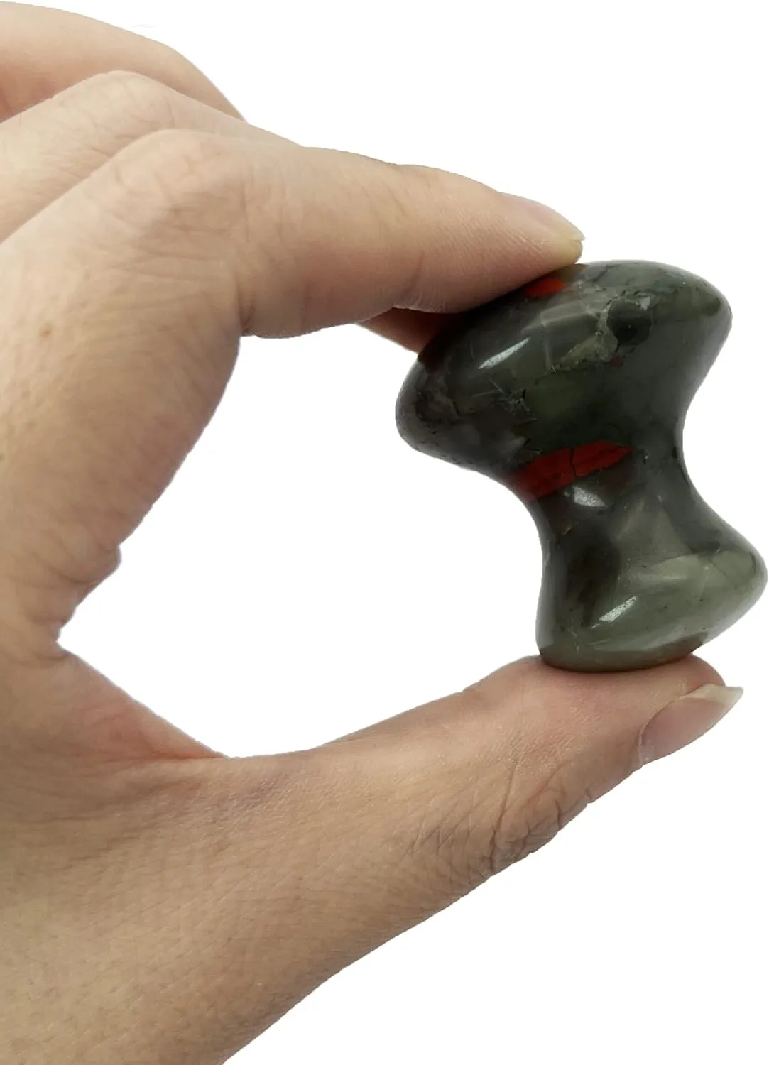 Jade Guasha Facial Massage Tools, Natural Agate Stone Scraping Stone Face,Anti Cellulite Facial Skincare Set for Beauty (Bloodstone)