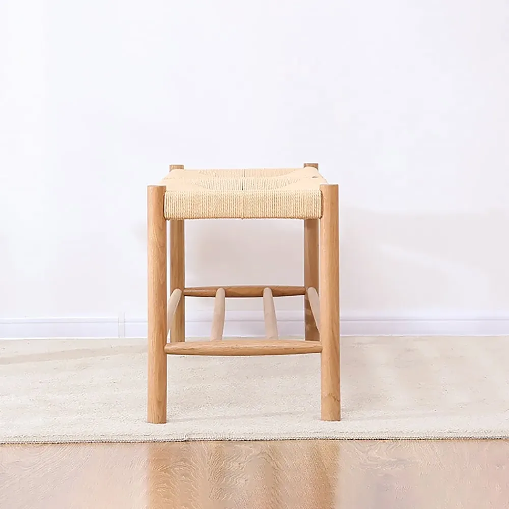 Japandi Wood & Rattan Bench