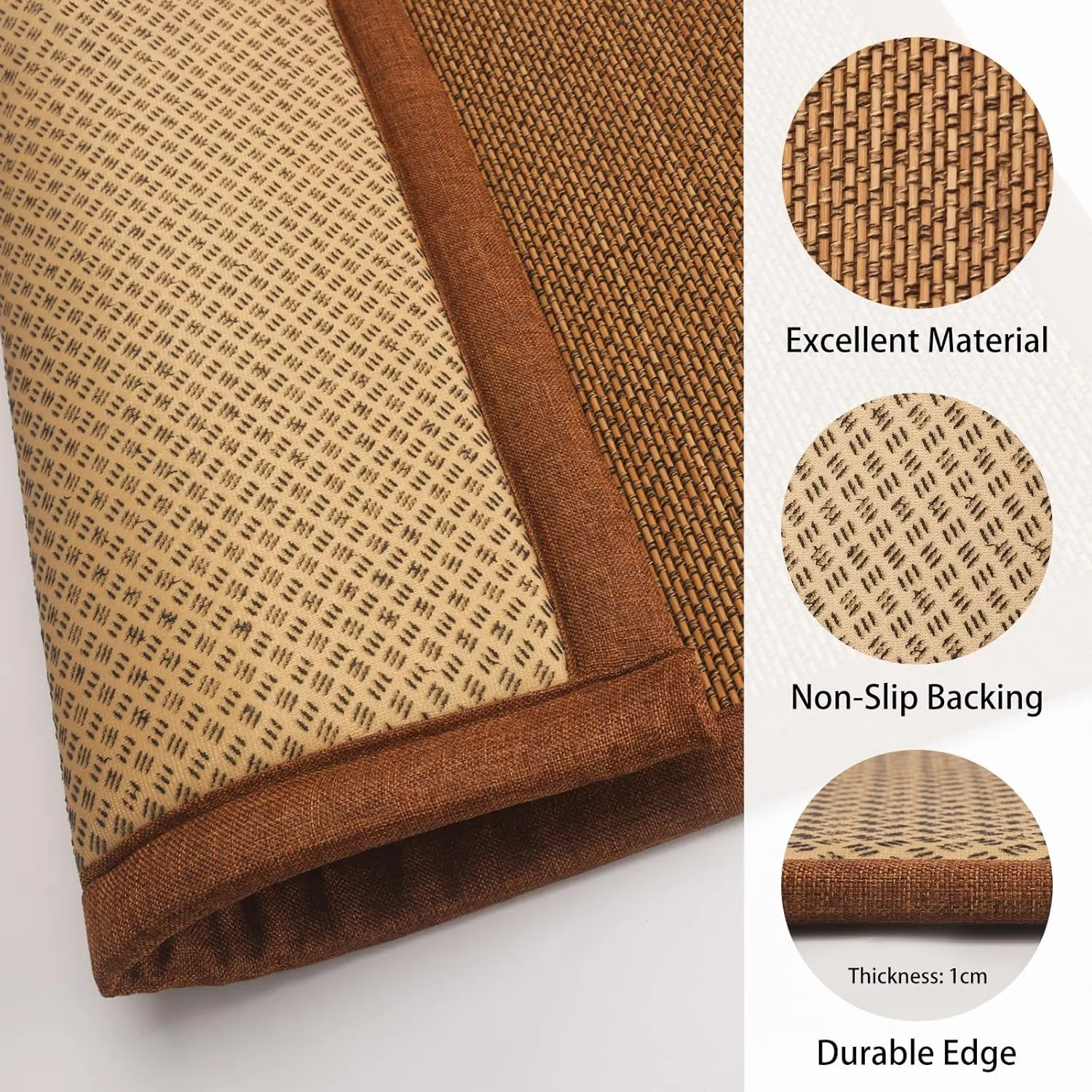 Japanese Tatami Mat, 3PCS 2x2 Ft Natural Rattan Futon Floor Mattress Area Rugs for Sleeping Meditation Yoga, Brown