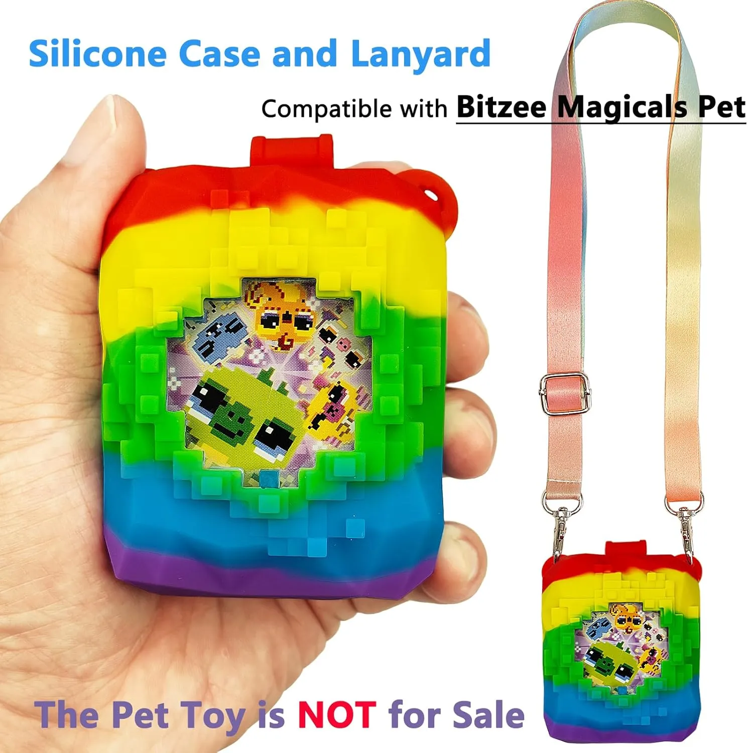 JCHPINE Hard Carrying Case and Silicone Cover for Bitzee Magicals Interactive Toy Digital Pet, Accessories Case for Bitzee Magicals Virtual Electronic Pets (Multicolor)